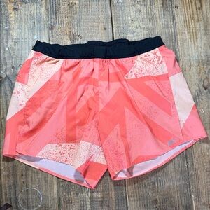 Reebok Coral & Black Patterned Athletic Shorts